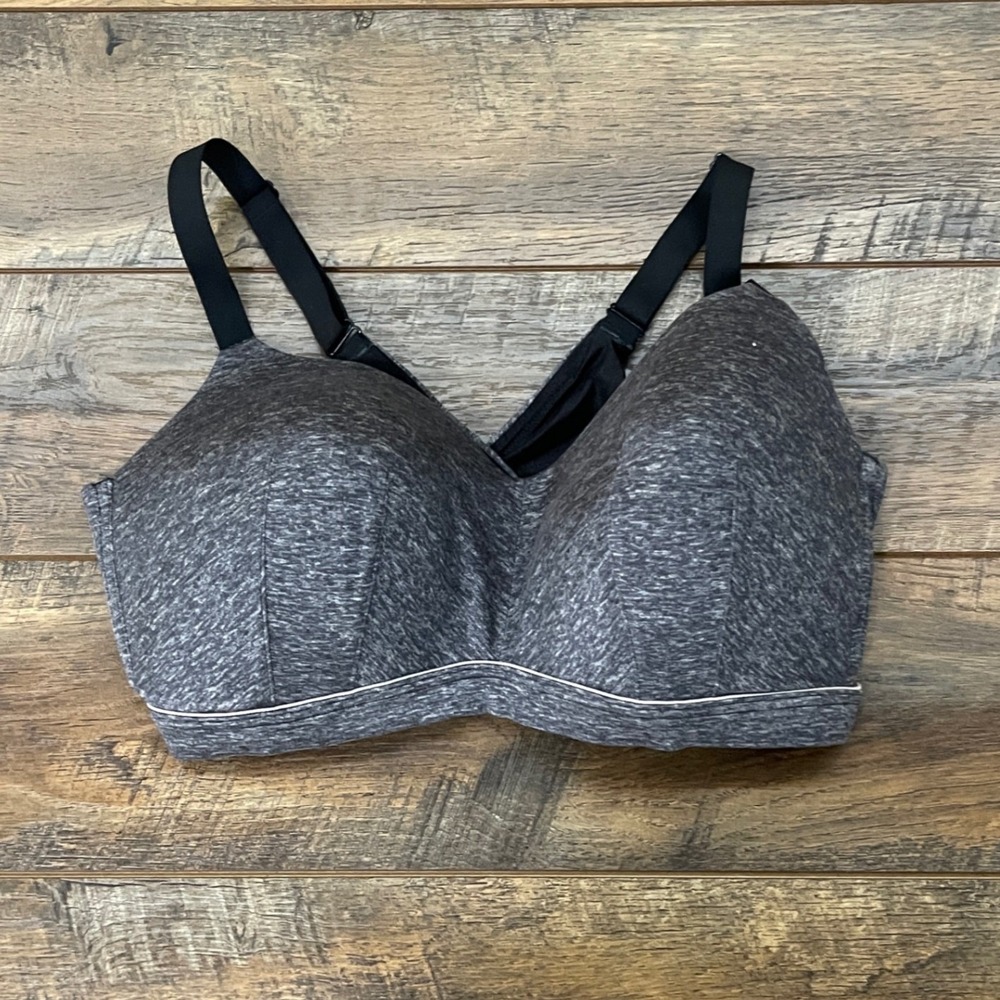 Cacique Lounge Bra 40DDD Gray Space Dye Wireless Crossover Back Activewear Gym